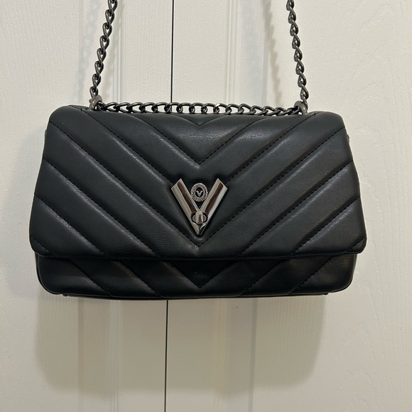 VALENTINO ORLANDI Black Quilted Bag Purse Metal Chain Shoulder Strap MSRP $279 - Picture 2 of 9